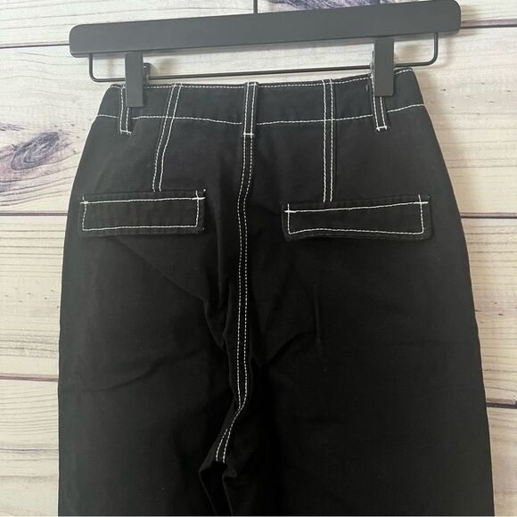 H&M Black & White Contrast Stitch High Waisted Ankle Pants - Picture 6 of 8